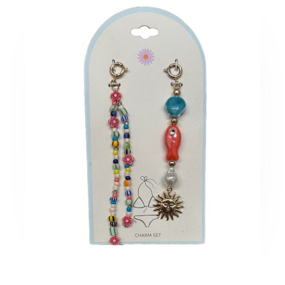 Colorful Beaded Charm Set with Sun Pendant